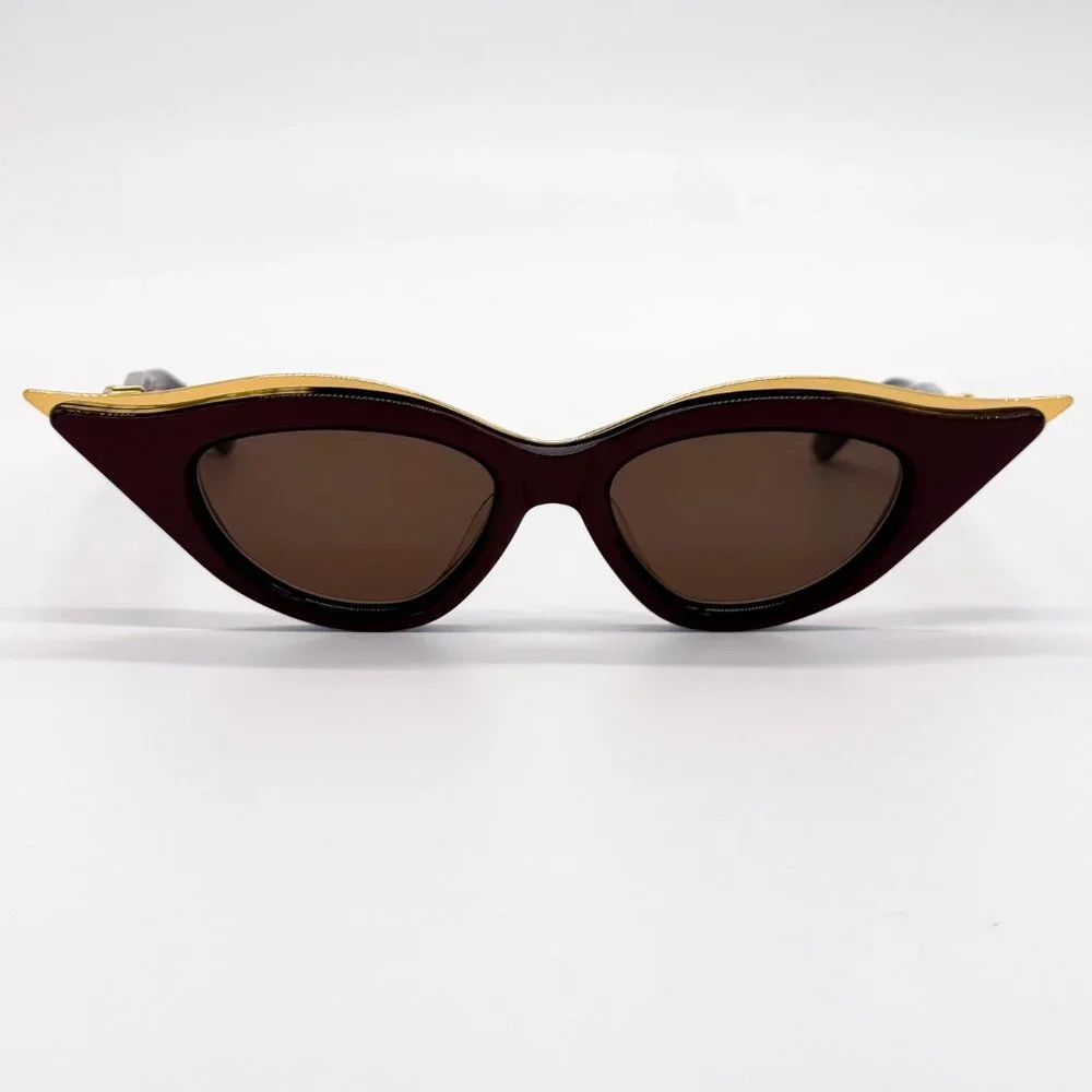 NEW VALENTINO V-GOLDCUT VLS-114B BORDEAUX WOMEN CAT EYE SUNGLASSES VALENTINO
